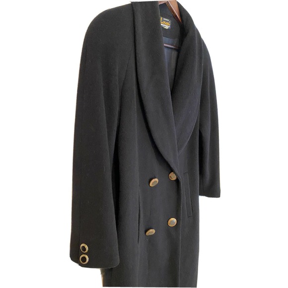 Lorovi Womens Black Full Length 45” Jacket Coat 75% Wool Blend Sz 8 Made in USA - Picture 4 of 6